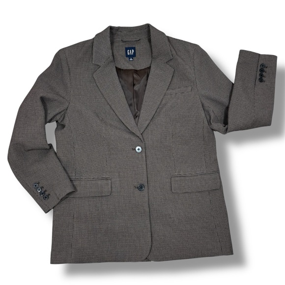 Gap Houndstooth Knit Oversized Blazer Jacket Brown Small Heritage Preppy - Picture 12 of 12